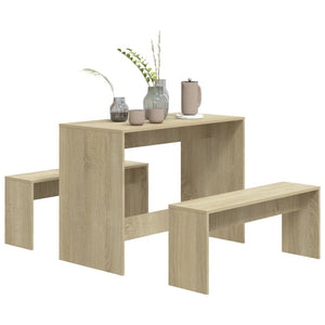 vidaXL 3 Piece Dining Set Sonoma Oak Engineered Wood