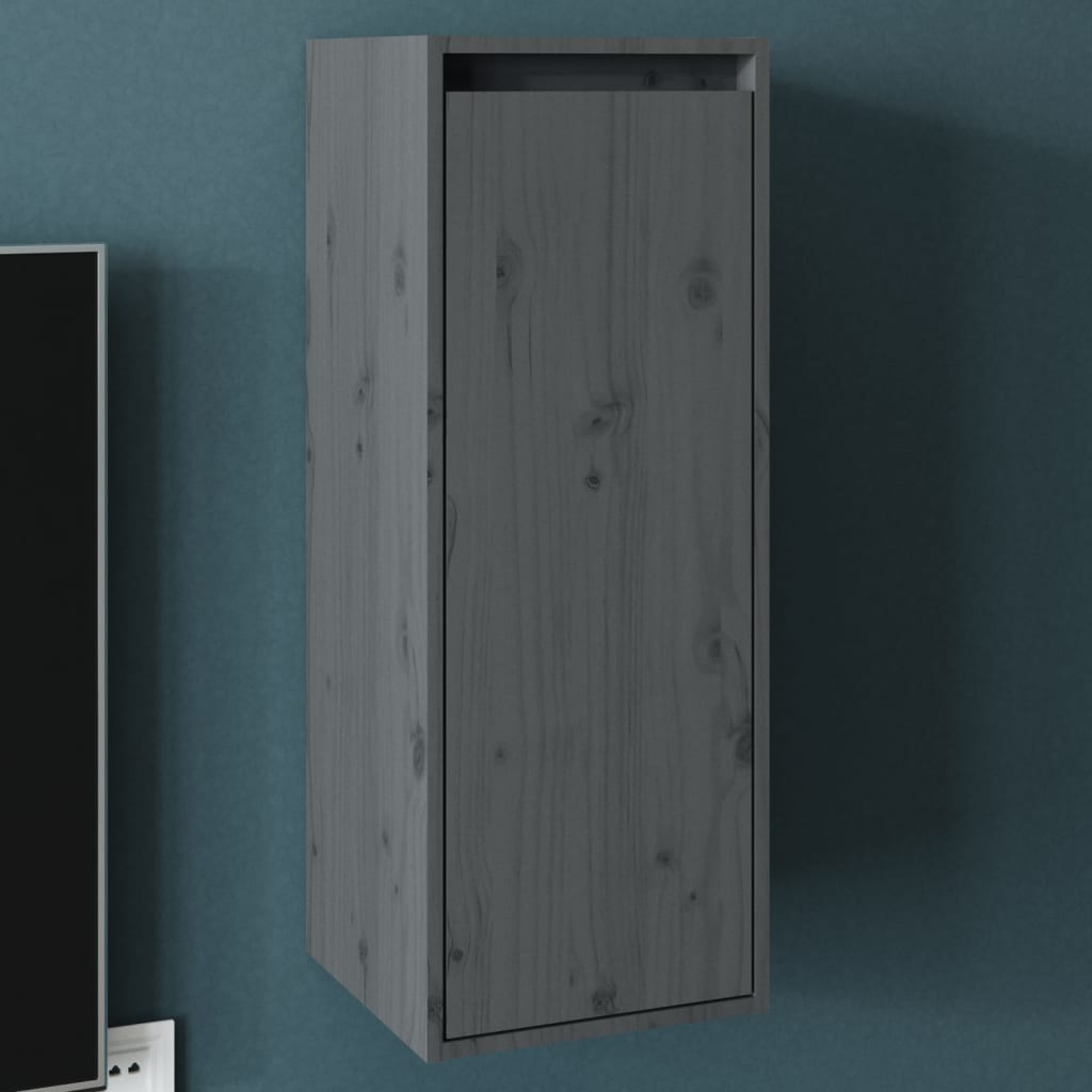 vidaXL Wall Cabinet Grey 30x30x80 cm Solid Wood Pine