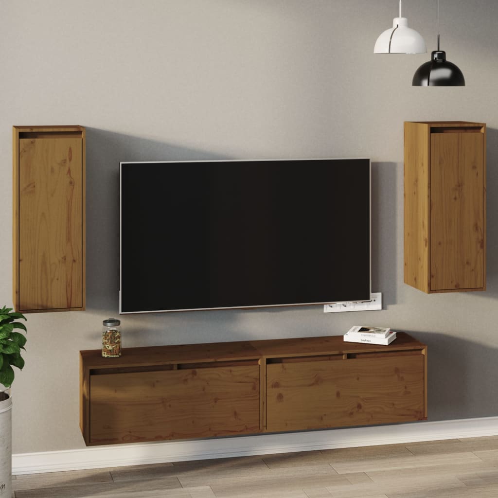 vidaXL Wall Cabinets 2 pcs Honey Brown 30x30x80 cm Solid Wood Pine