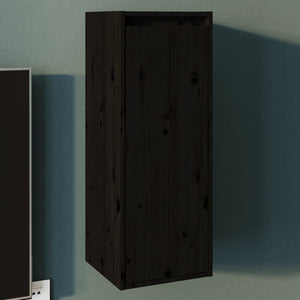 vidaXL Wall Cabinet Black 30x30x80 cm Solid Wood Pine
