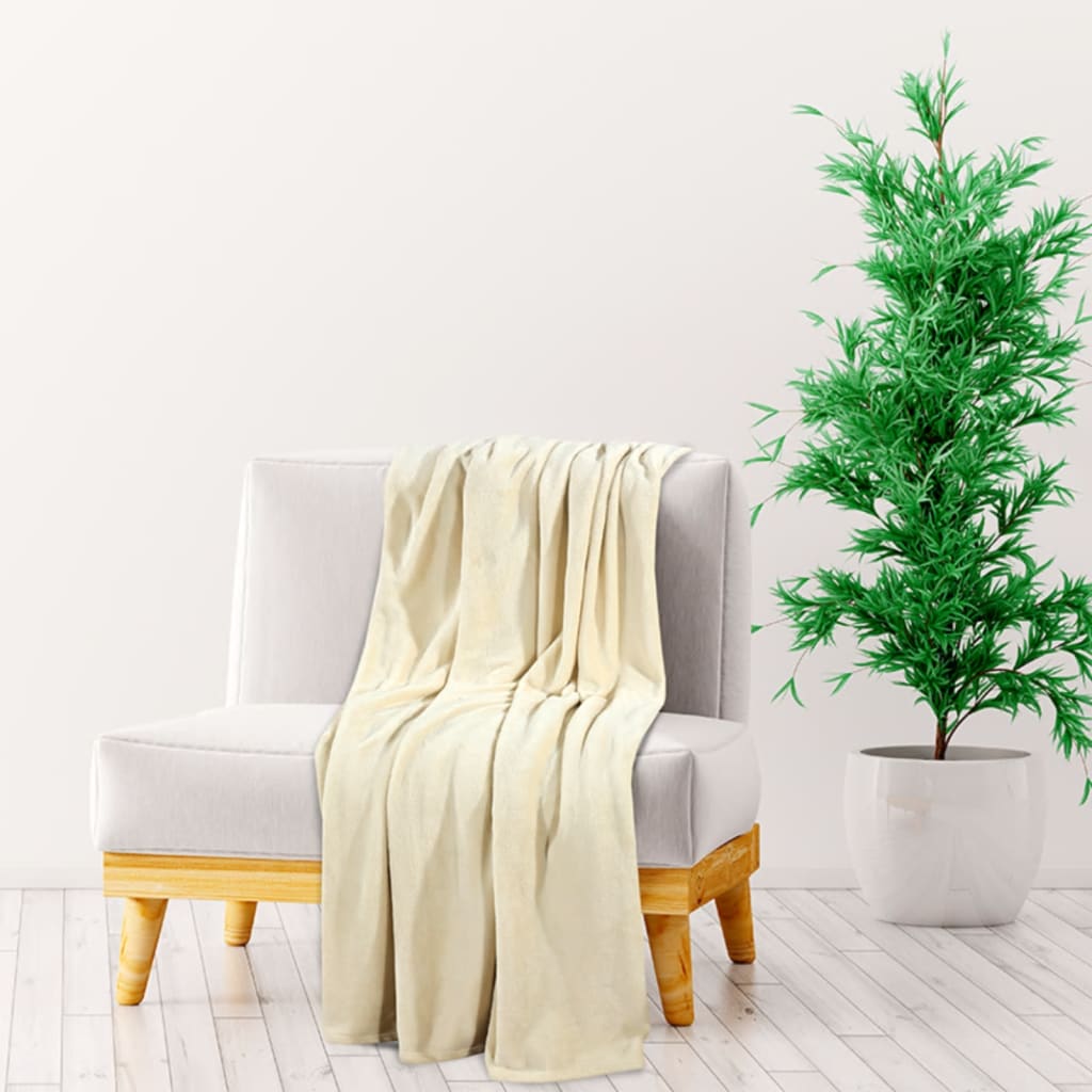 vidaXL Blanket Cream 200x240 cm Polyester