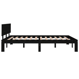 vidaXL Bed Frame Black Solid Wood 160x200 cm 5FT King Size
