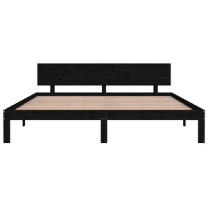 vidaXL Bed Frame Black Solid Wood 180x200 cm 6FT Super King