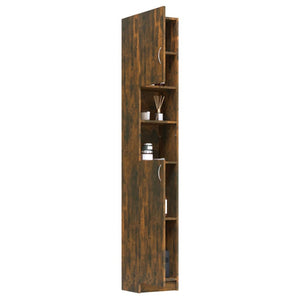 vidaXL Bathroom Cabinet Smoked Oak 32x25.5x190 cm Engineered Wood