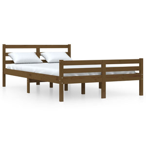 vidaXL Bed Frame Honey Brown Solid Wood 150x200 cm 5FT King Size