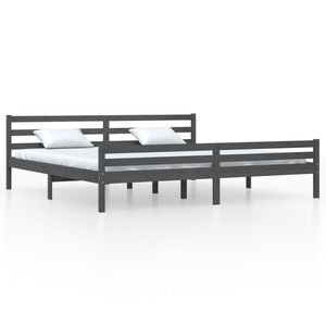 vidaXL Bed Frame Grey Solid Wood 180x200 cm 6FT Super King