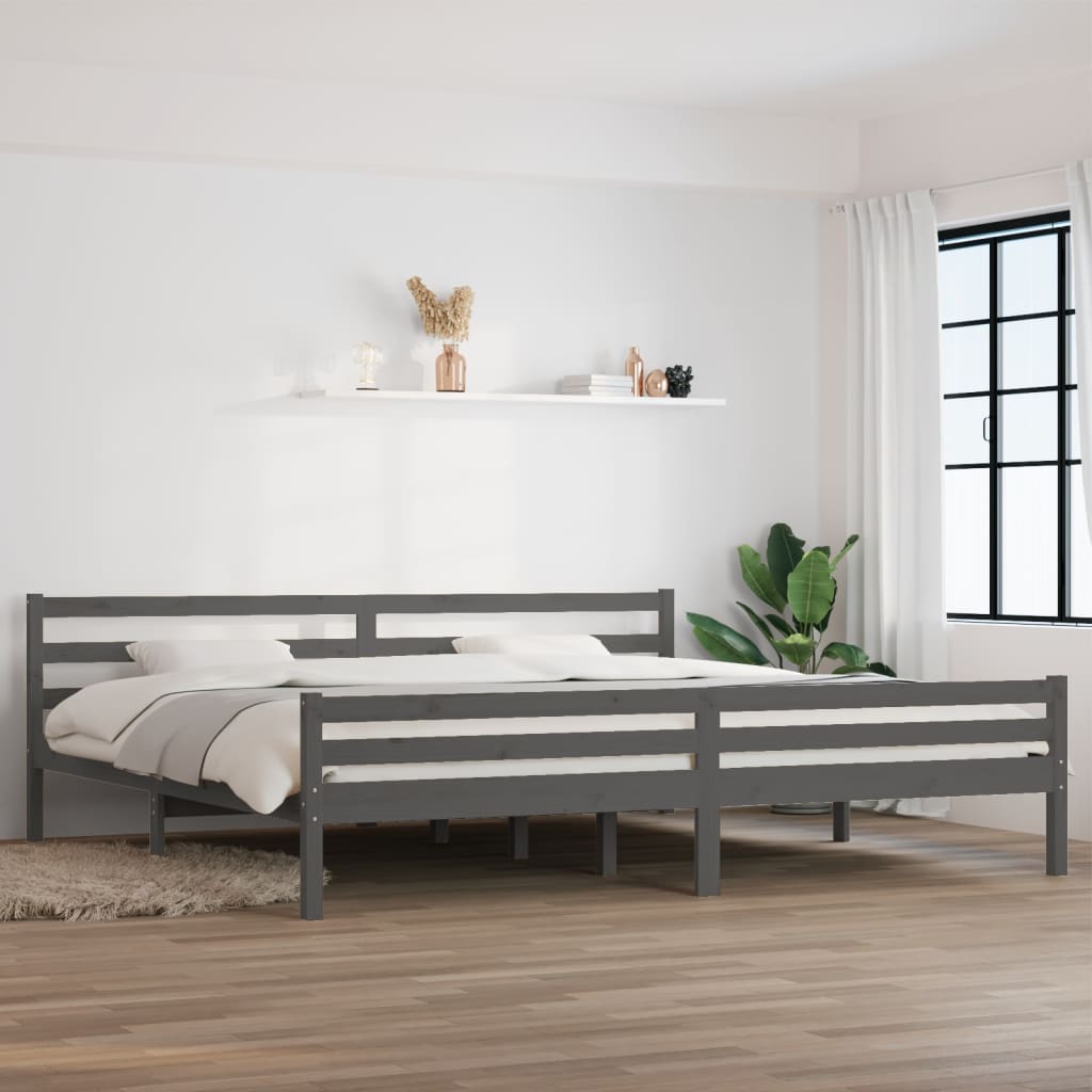 vidaXL Bed Frame Grey Solid Wood 180x200 cm 6FT Super King