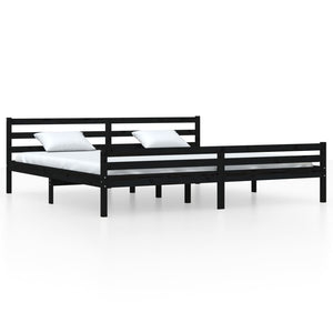 vidaXL Bed Frame Black Solid Wood 180x200 cm 6FT Super King