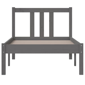 vidaXL Bed Frame Grey Solid Wood 75x190 cm 2FT6 Small Single
