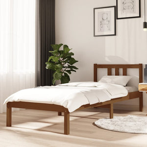 vidaXL Bed Frame Honey Brown Solid Wood 75x190 cm 2FT6 Small Single