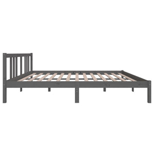 vidaXL Bed Frame Grey Solid Wood 150x200 cm 5FT King Size