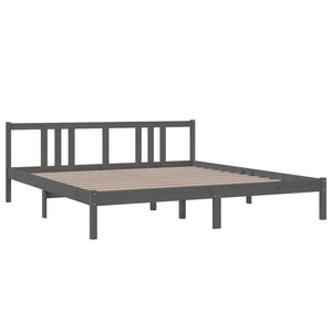 vidaXL Bed Frame Grey Solid Wood 180x200 cm Super King