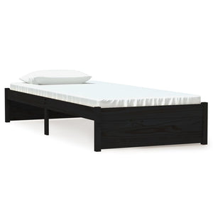 vidaXL Bed Frame Black Solid Wood 75x190 cm 2FT6 Small Single