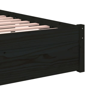 vidaXL Bed Frame Black Solid Wood 90x190 cm 3FT Single