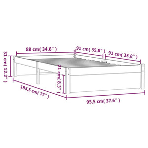 vidaXL Bed Frame Black Solid Wood 90x190 cm 3FT Single