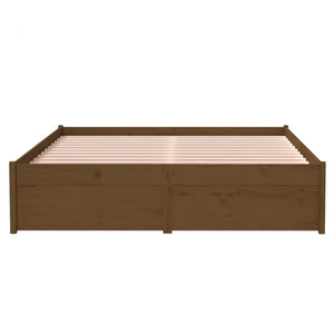 vidaXL Bed Frame Honey Brown Solid Wood 120x190 cm 4FT Small Double