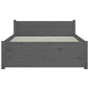 vidaXL Bed Frame Grey Solid Wood 75x190 cm 2FT6 Small Single