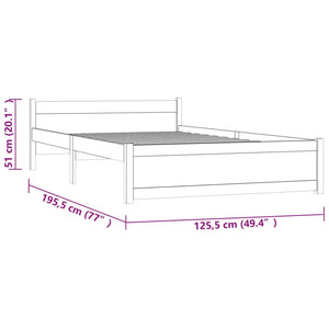 vidaXL Bed Frame Black Solid Wood 120x190 cm 4FT Small Double