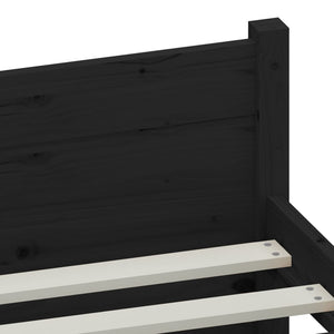 vidaXL Bed Frame Black Solid Wood 135x190 cm 4FT6 Double