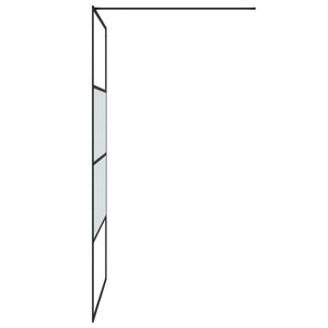 vidaXL Walk-in Shower Wall Black 115x195 cm Half Frosted ESG Glass