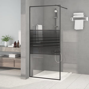 vidaXL Walk-in Shower Wall Black 90x195 cm Clear ESG Glass
