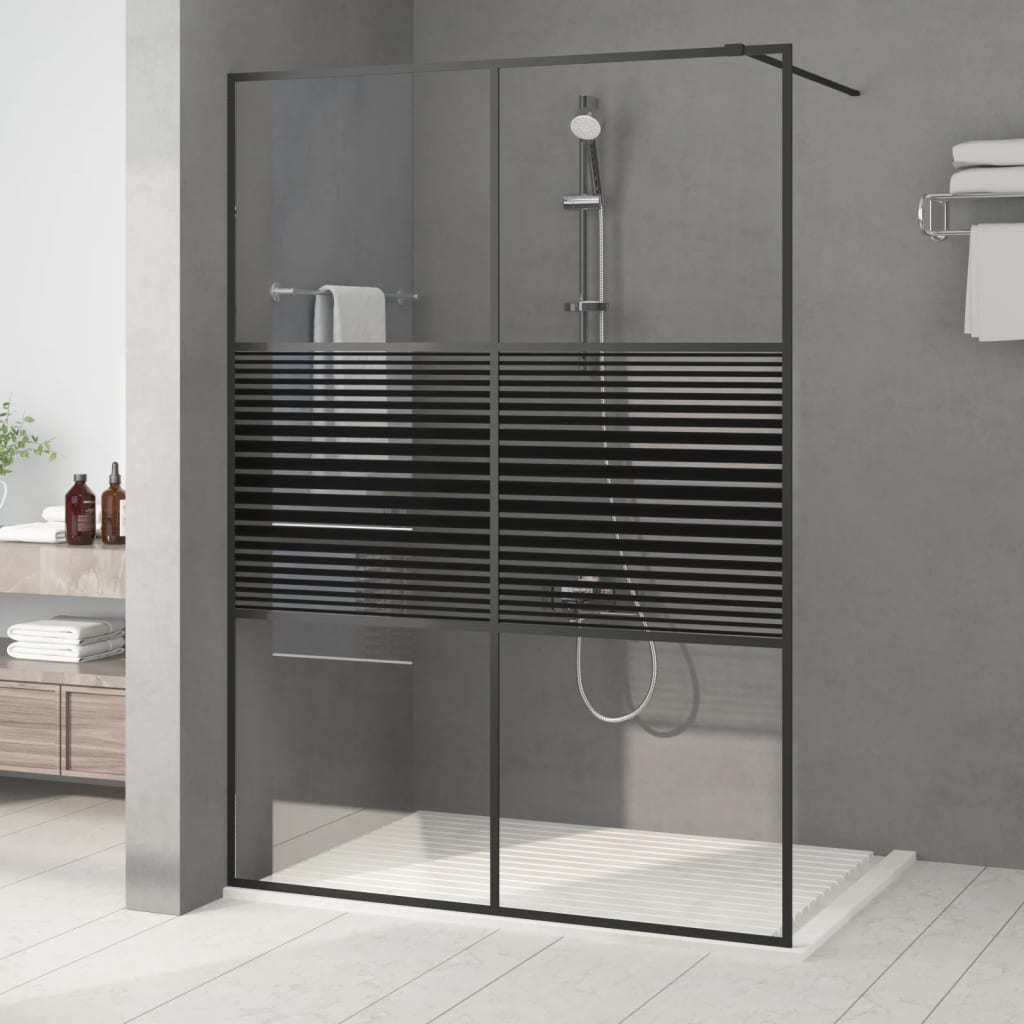 vidaXL Walk-in Shower Wall Black 140x195 cm Clear ESG Glass