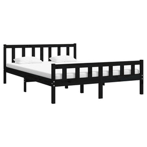 vidaXL Bed Frame Black Solid Wood 150x200 cm 5FT King Size