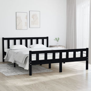 vidaXL Bed Frame Black Solid Wood 150x200 cm 5FT King Size