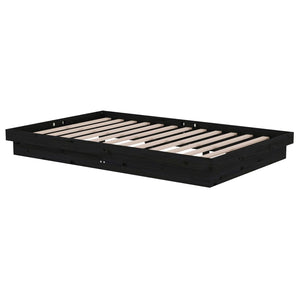 vidaXL Bed Frame Black Solid Wood Pine 120x190 cm 4FT Small Double