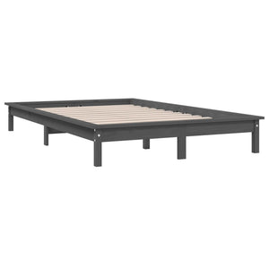 vidaXL Bed Frame Grey 120x190 cm Solid Wood Pine 4FT Small Double