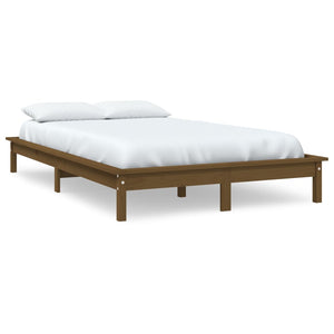 vidaXL Bed Frame Honey Brown 120x190cm Solid Wood Pine 4FT Small Double