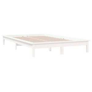 vidaXL Bed Frame White 135x190 cm Solid Wood Pine 4FT6 Double
