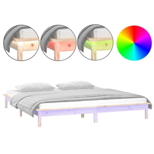 vidaXL LED Bed Frame 150x200 cm 5FT King Size Solid Wood