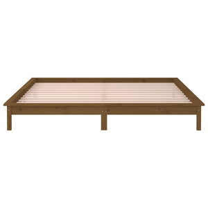 vidaXL LED Bed Frame Honey Brown 150x200 cm 5FT King Size Solid Wood
