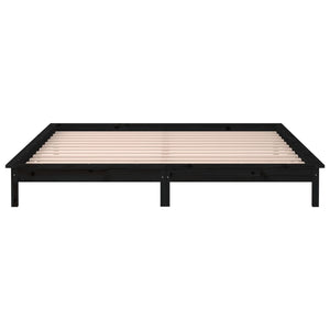 vidaXL LED Bed Frame Black 150x200 cm 5FT King Size Solid Wood