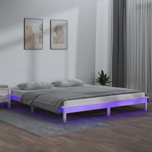 vidaXL LED Bed Frame White 180x200 cm 6FT Super King Solid Wood