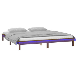 vidaXL LED Bed Frame Honey Brown 180x200 cm 6FT Super King Solid Wood