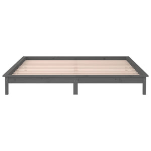 vidaXL LED Bed Frame Grey 120x190 cm 4FT Small Double Solid Wood