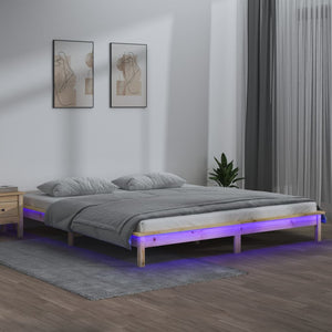 vidaXL LED Bed Frame 135x190 cm 4FT6 Double Solid Wood