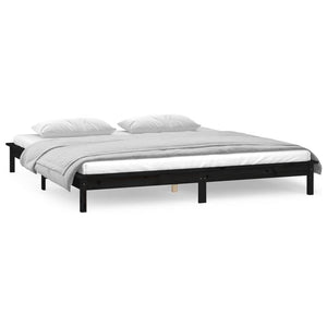 vidaXL LED Bed Frame Black 135x190 cm 4FT6 Double Solid Wood