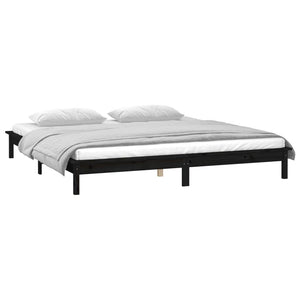 vidaXL LED Bed Frame Black 135x190 cm 4FT6 Double Solid Wood