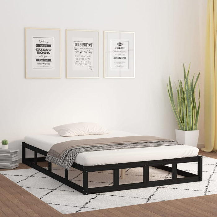 vidaXL Bed Frame Black 150x200 cm 5FT King Size Solid Wood