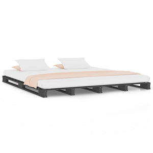 vidaXL Bed Frame Grey 135x190 cm Solid Wood Pine 4FT6 Double