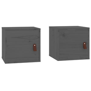 vidaXL Wall Cabinets 2 pcs Grey 31.5x30x30 cm Solid Wood Pine