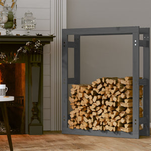 vidaXL Firewood Rack Grey 80x25x100 cm Solid Wood Pine