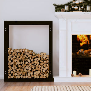 vidaXL Firewood Rack Black 80x25x100 cm Solid Wood Pine