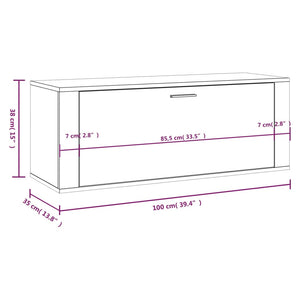 vidaXL Wall Shoe Cabinet White 100x35x38 cm Engineered Wood
