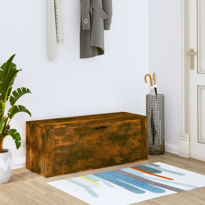 vidaXL Wall Shoe Cabinet Smoked Oak 100x35x38 cm Engineered Wood