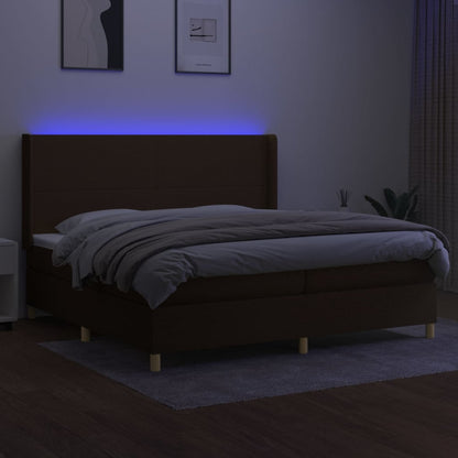 vidaXL Box Spring Bed with Mattress&LED Dark Brown 200x200 cm Fabric