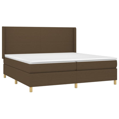 vidaXL Box Spring Bed with Mattress&LED Dark Brown 200x200 cm Fabric